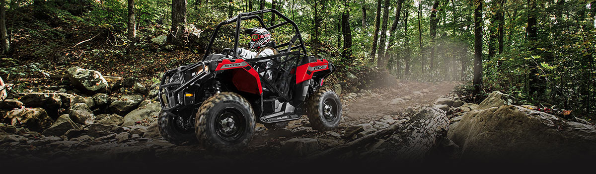 2017-Polaris-ACE500-Driving ATV Into Woods for sale in Polaris® of Benton, Benton, Kentucky